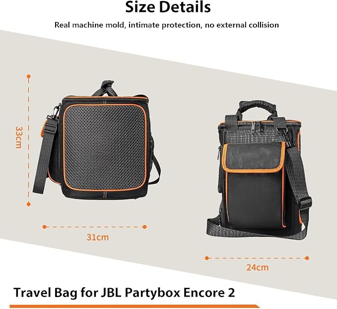 Zitel Case Tote Bag Travelling Speaker Cover Compatible with JBL Partybox Encore 2 Portable Bluetooth Party Speaker (Speaker not Included) - Black - Alternate View