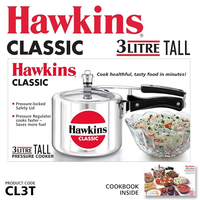 Hawkins Aluminium 3 Litre Classic Pressure Cooker,Induction Inner Lid Cooker,Tall Design Pan Cooker,(Icl3T) - Alternate View