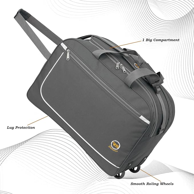 65L Strolley Duffel Bag - Waterproof Polyester Lightweight Luggage with 2 Wheels  - Alternate View