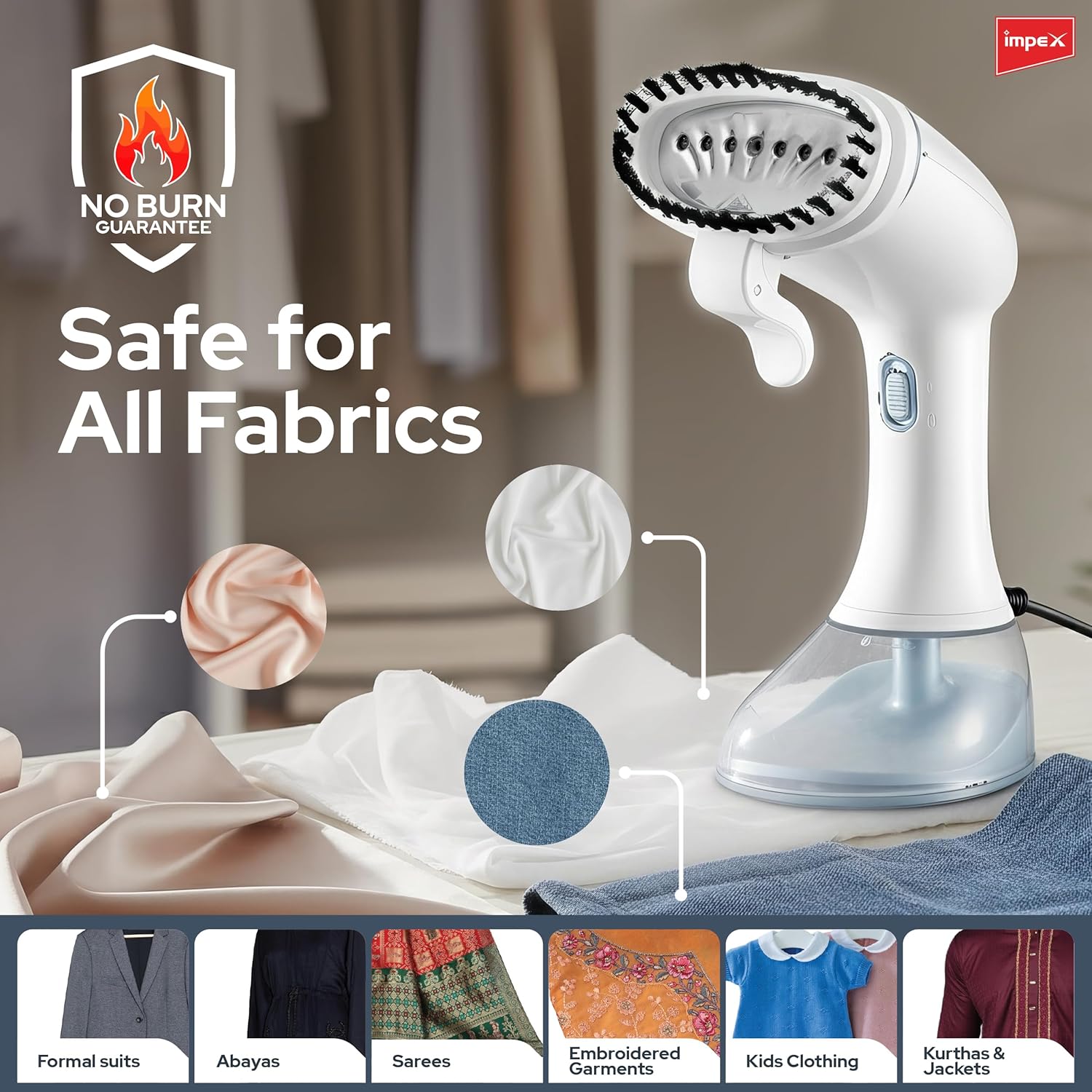 Impex 1600W Handheld Garment Steamer , GS40 - Detail View
