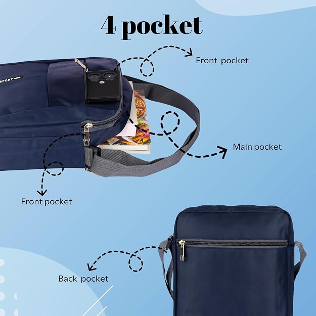 Nylon Sling Cross Body Water Resistance Travel Shoulder Bag - Detail View