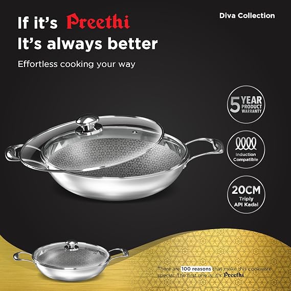 Preethi Diva Collection Triply Stainless Steel Kadai - Alternate View