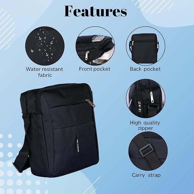 Nylon Sling Cross Body Water Resistance Travel Shoulder Bag - Alternate View