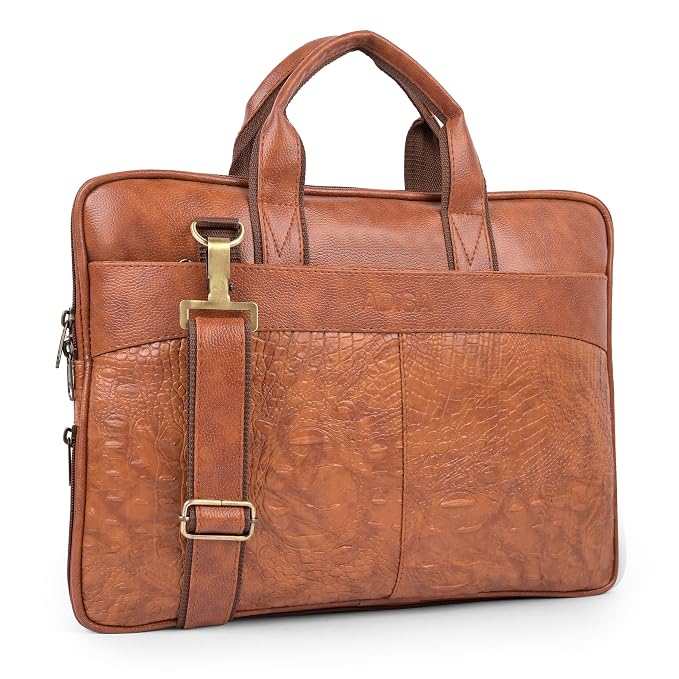 ADISA Laptop Messenger Office Bag Briefcase for Work for Men (LB6056-TAN)