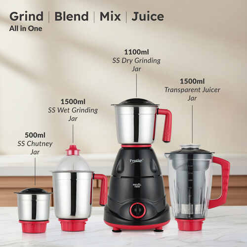 Prestige 750 Watts Regal Mixer Grinder with 4 Jars (3 Stainless Steel Jars + 1 Juicer Jar)| - Alternate View