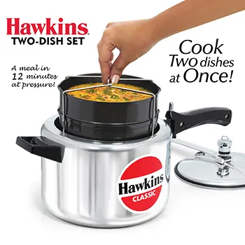 Hawkins Two Dish Hard Anodised Cooker Separator Set - Detail View