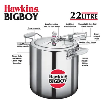 Hawkins Bigboy Aluminum Pressure Cooker, 22 Litres - Alternate View