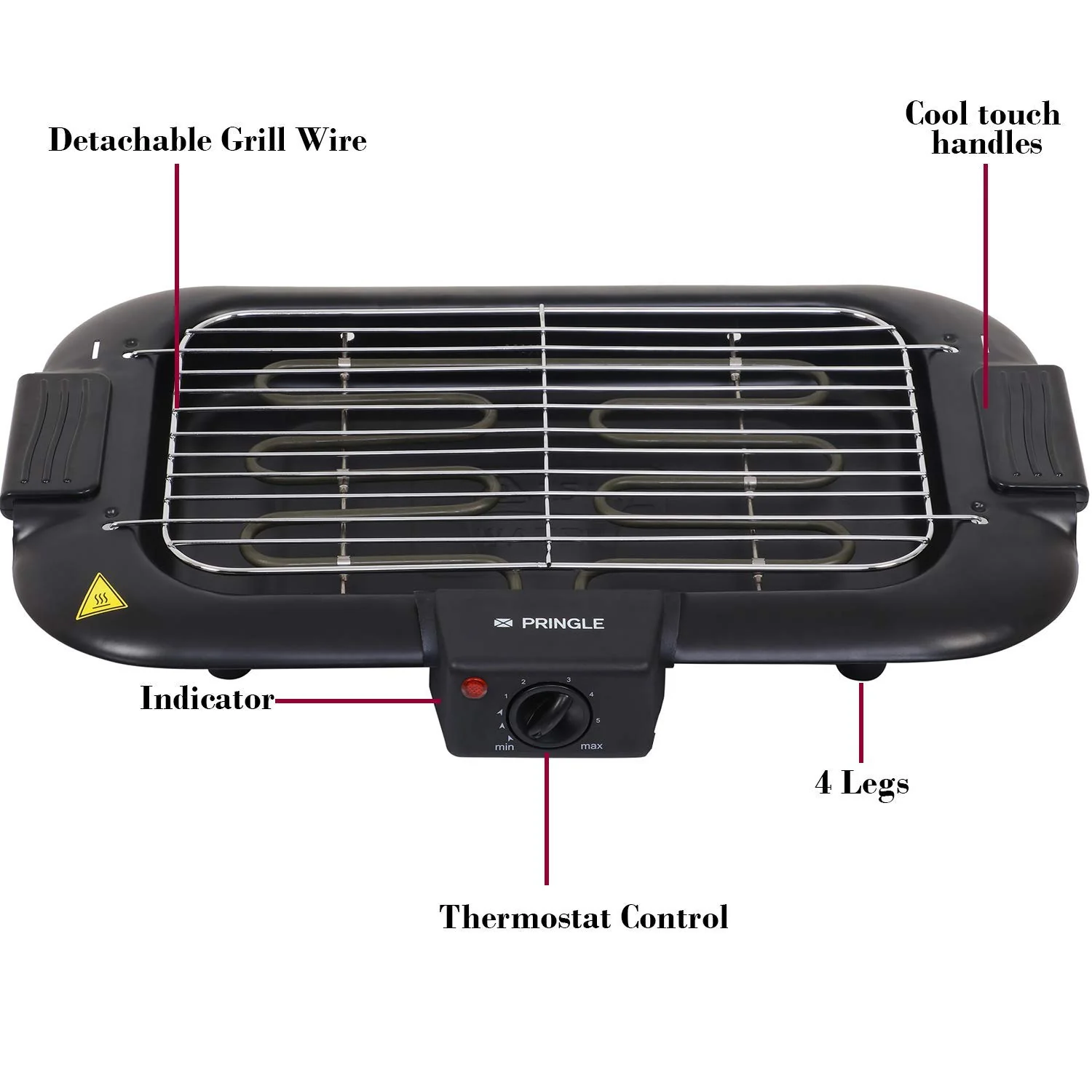 Electric Barbecue Grill 2000 Watt Smokeless Portable Adjustable Temperature Control - Alternate View