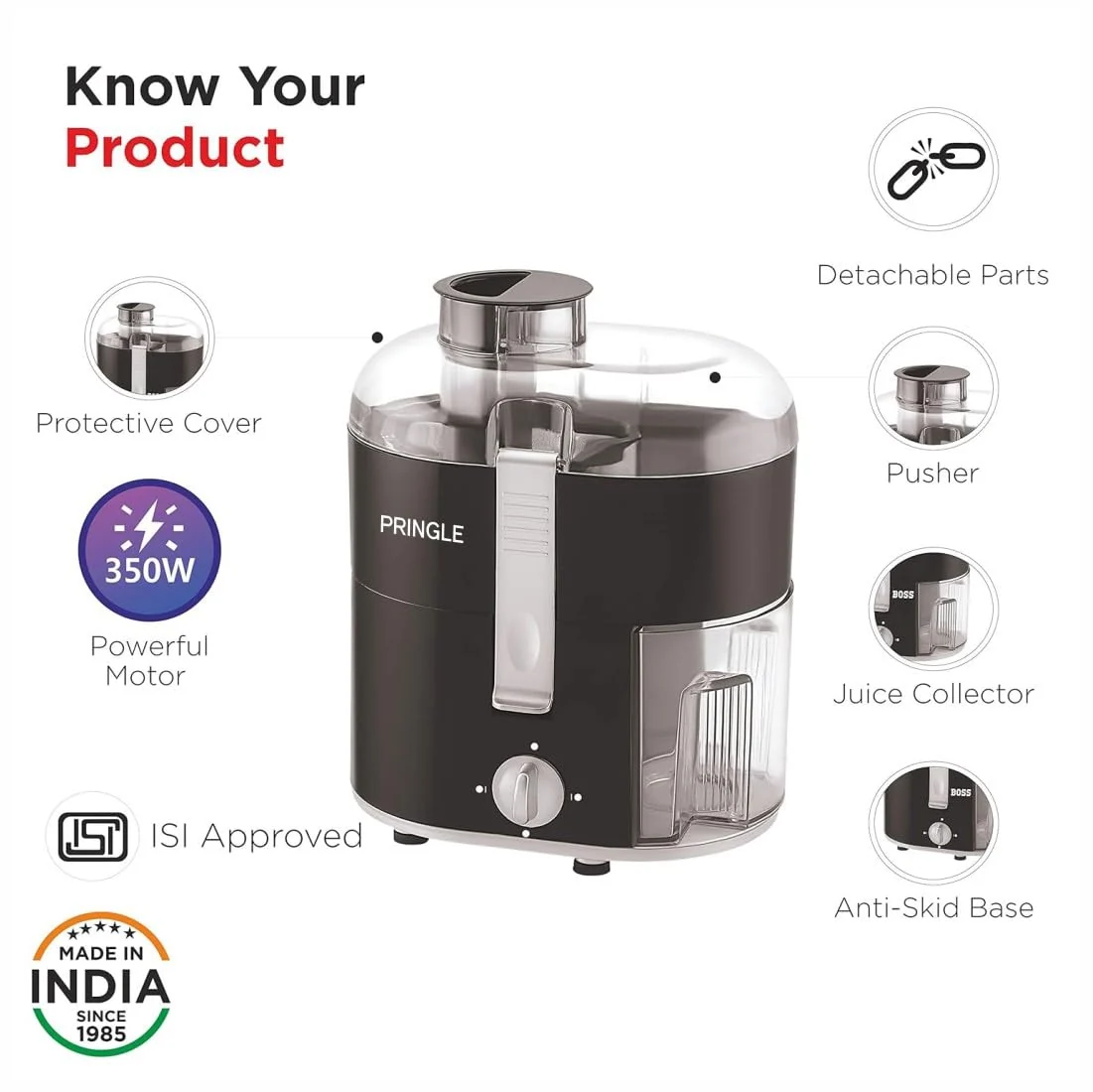Pringle Nector Electric Juicer | 100% Pure Copper Motor - Alternate View