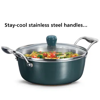 Induction Compatible Olive Pro 3 Litre SS Tri-Ply Cook n Serve Bowl with Glass Lid (POSC30G) - Alternate View