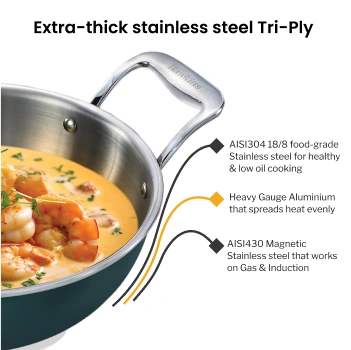 Induction Compatible Olive PRO Deep-Fry Pan 2.5 Litre with Glass Lid (POSK25G) - Alternate View