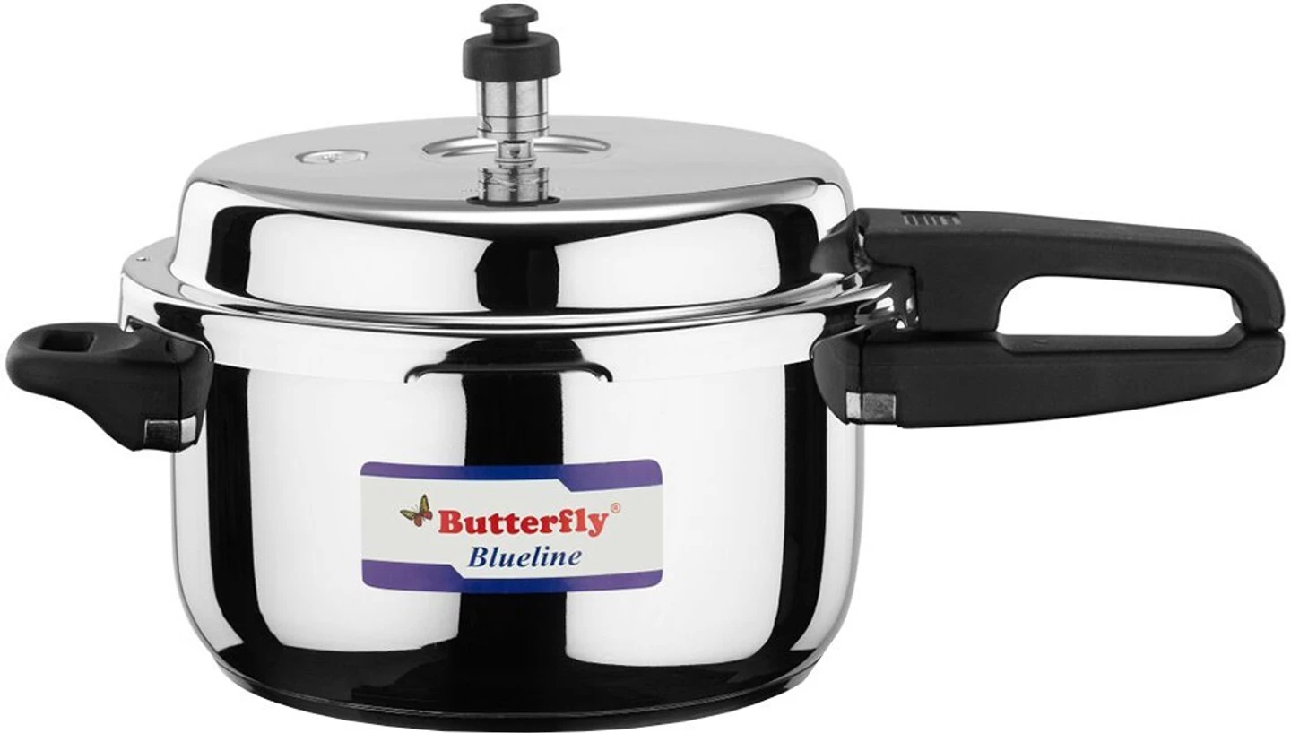 Butterfly BL-5L Blue Line Stainless Steel Outer Lid Pressure Cooker, 5-Liter