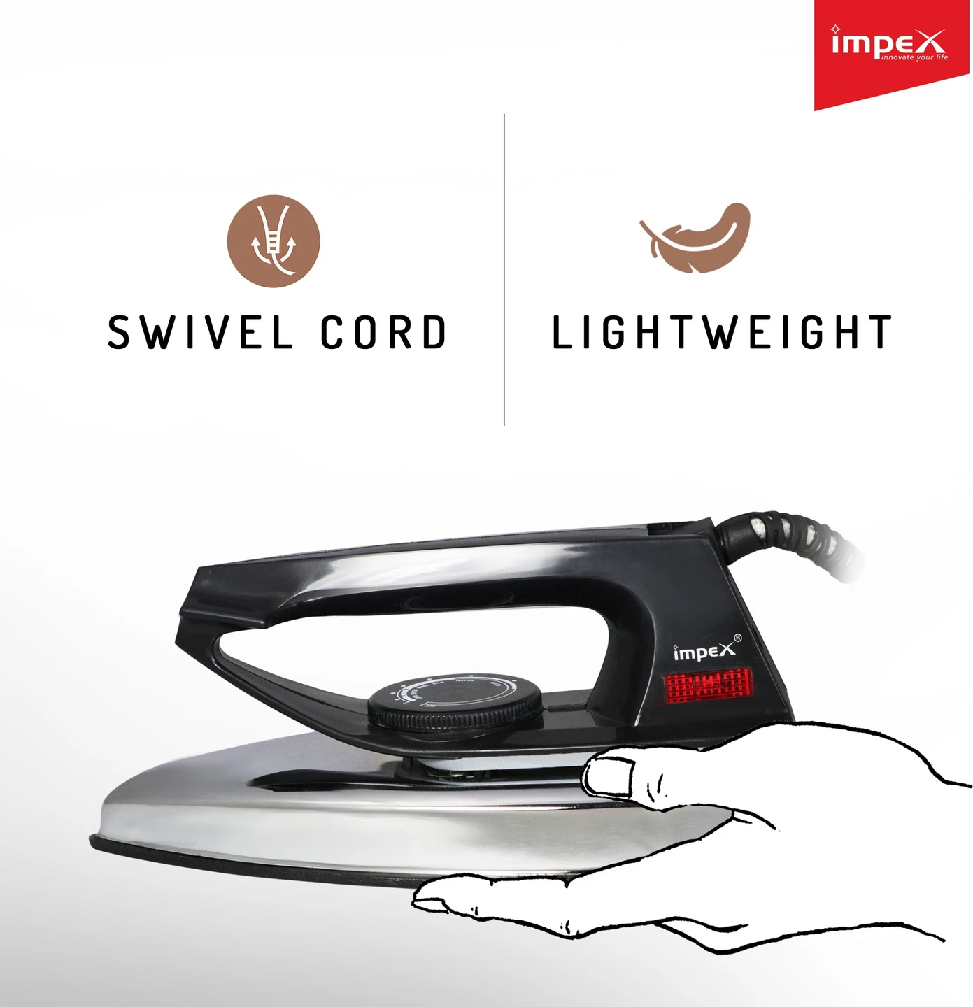 Impex Showy Light Weight Dry Iron Box , DXBW1 - Alternate View