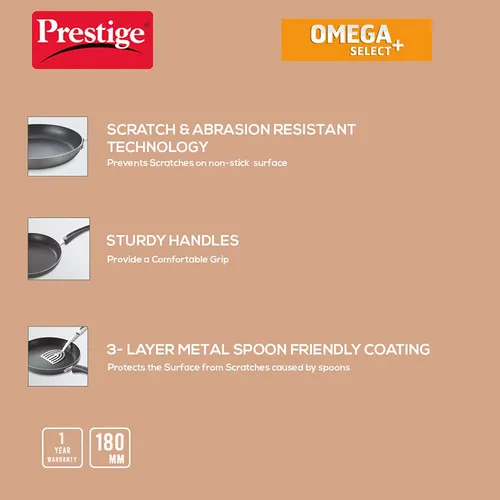 Prestige Omega Select Plus Teflon Non-stick Coated Fry Pan 28cm (Black) - Detail View