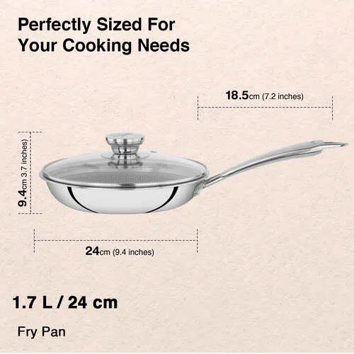 Prestige TRIPLY HexaMagic Fry Pan 24cm/1.7L | Durable Honeycomb Non-Stick Structure | Low Oil Consumption | Metal Spoon Friendly | Gas & Induction Compatible | 15Y Product & 3Y Coating Warranty| ISI - Alternate View