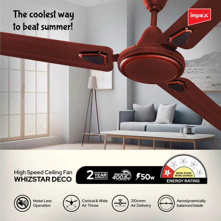 Impex Whizstar Deco1200 mm Ceiling Fan , CF32 - Alternate View