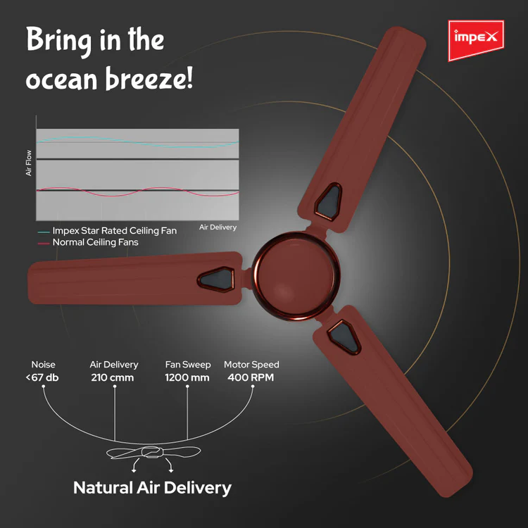 Impex Whizstar Deco1200 mm Ceiling Fan , CF32 - Detail View