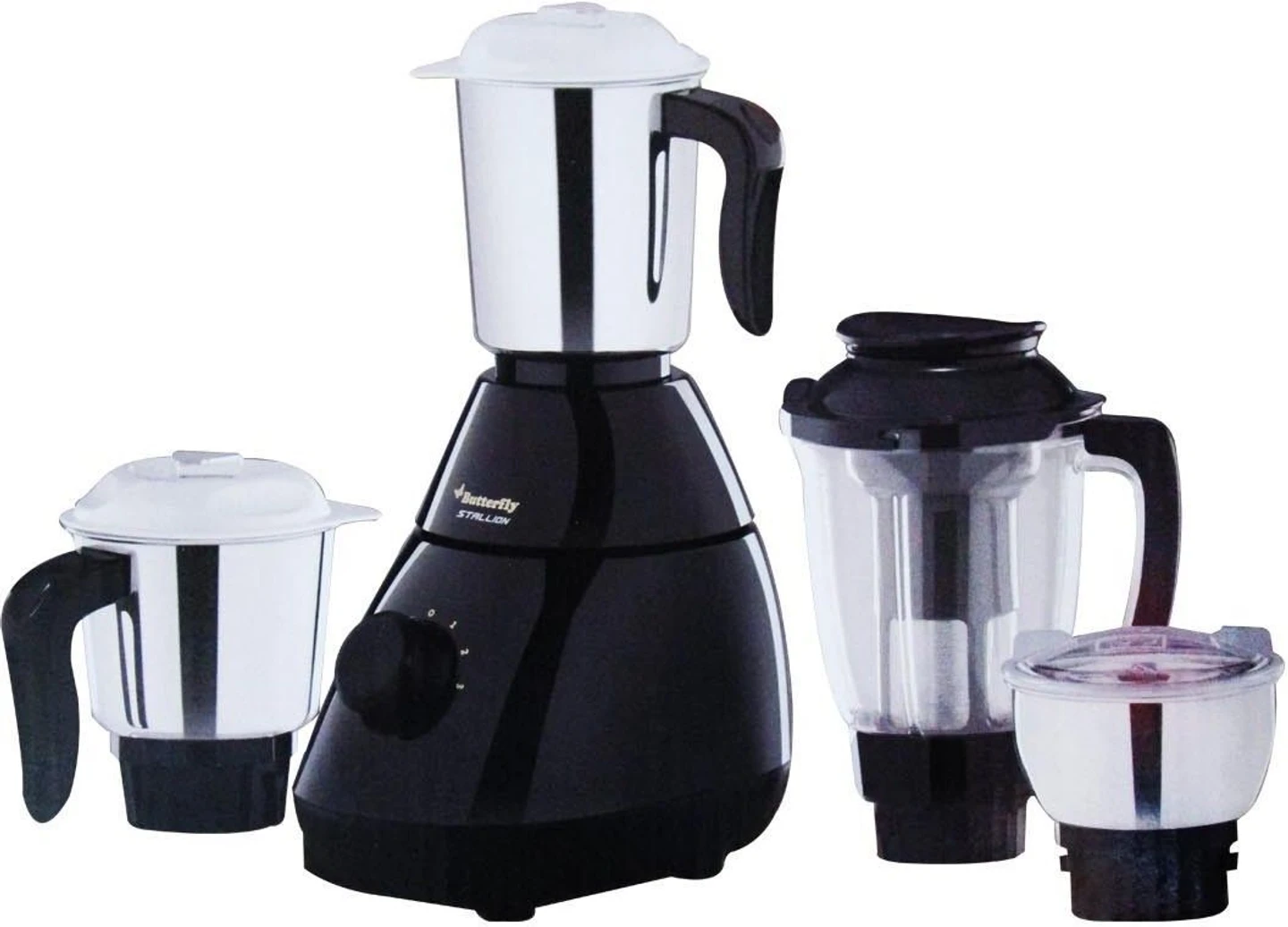 Butterfly Stallion 4 Jar Mixer Grinder| 500W Motor| 3 Leakproof Stainless Steel Jar & 1 Juicer Jar| Ink Blue - Detail View